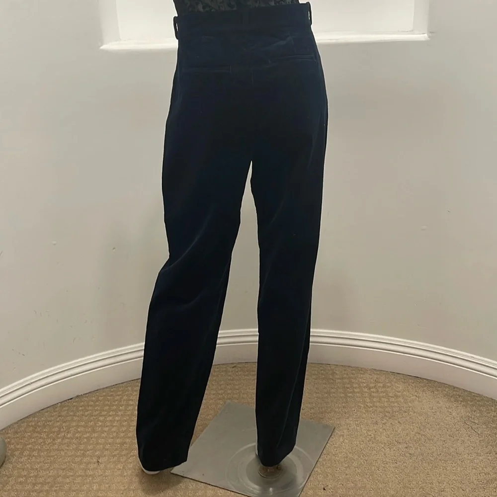 A.L.C. Pleated Tori Corduroy Straight Leg High Rise Pants Navy blue